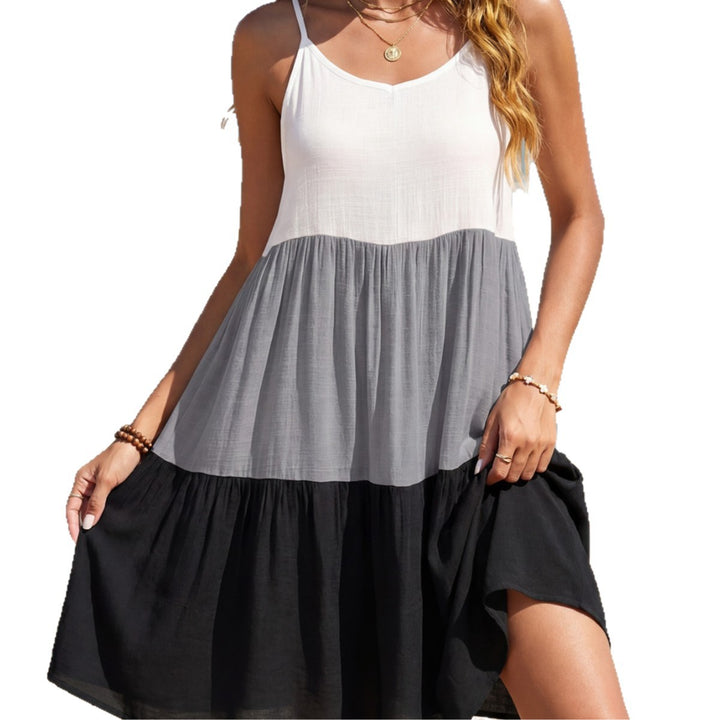 Damen luftiges Sommerkleid mit modischem Farbverlauf und verstellbaren Trägern Echo Archiv