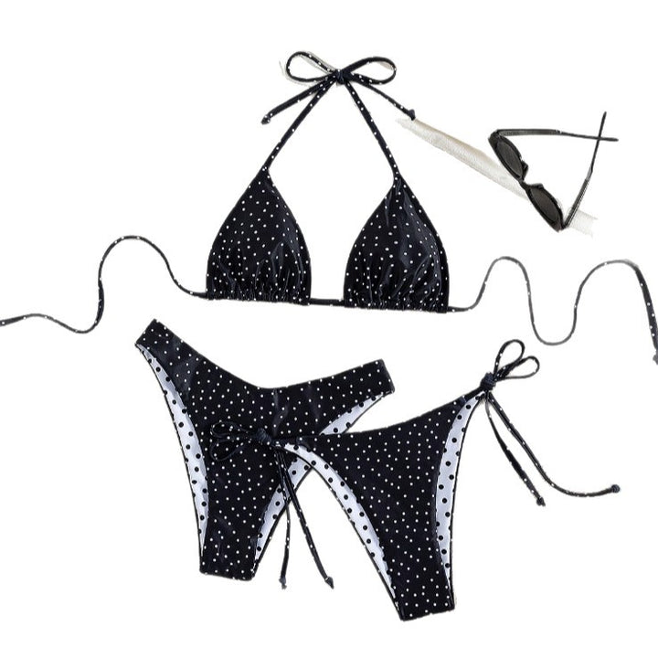 Damen Triangel-Bikini mit verspieltem Punktmuster und verstellbaren Bändern Echo Archiv