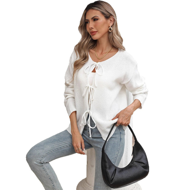 Damen lockere Strickjacke mit Tunnelzug Echo Archiv