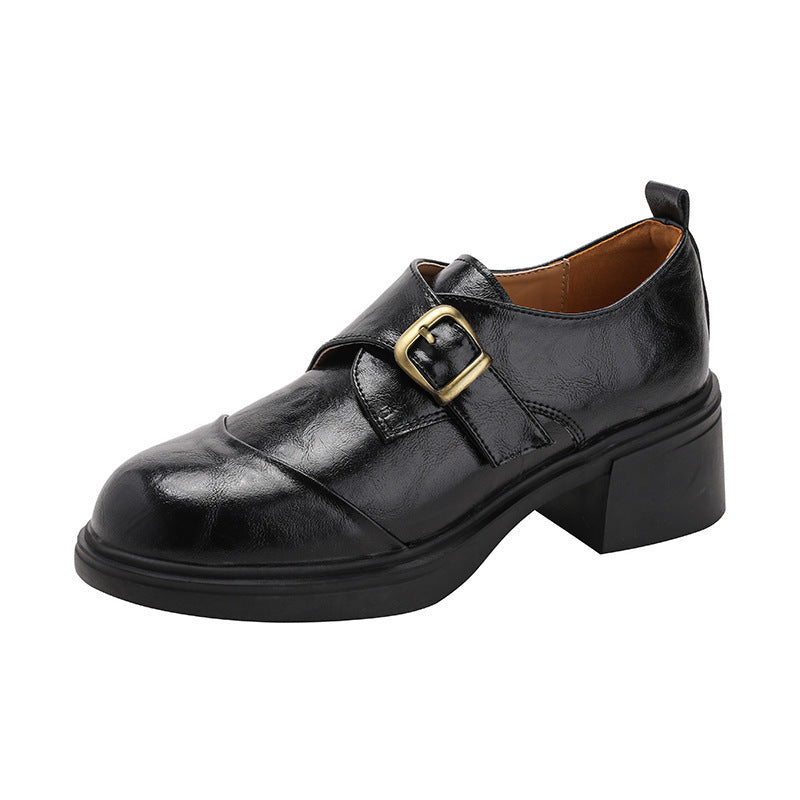 Damen Monkstrap-Loafer aus Leder mit markantem Blockabsatz und profilierter Gummisohle Echo Archiv