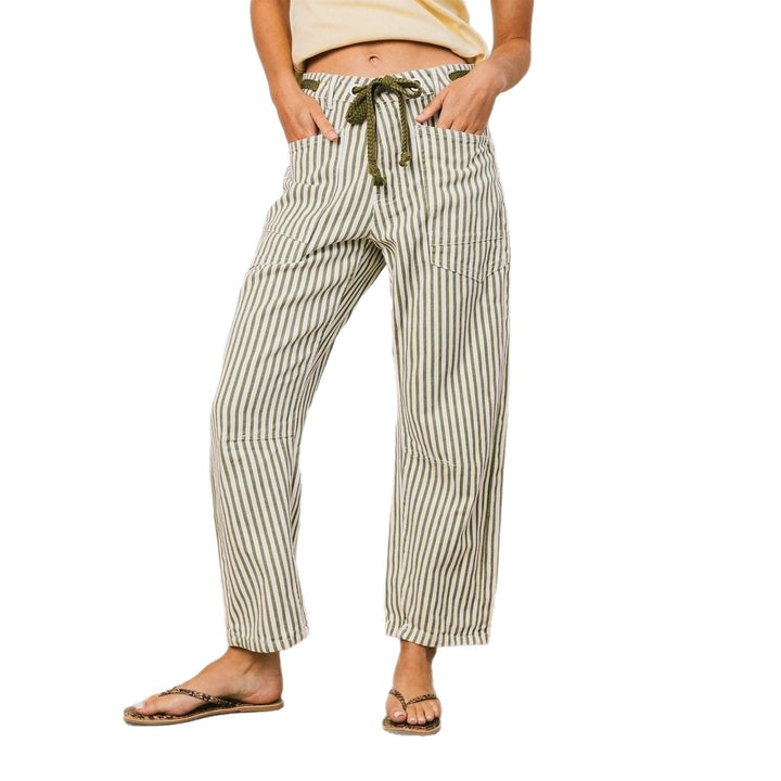 Damen nan lässige Cargo-Denim Culotte mit Kordelbund und großen aufgesetzten Taschen Echo Archiv