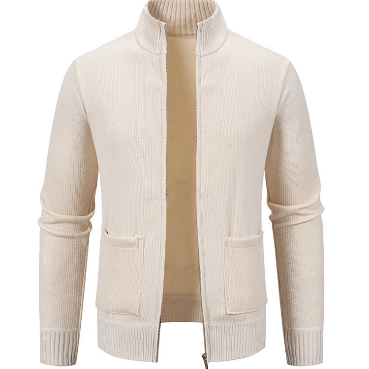 Herren Strickjacke mit durchgehendem Reißverschluss und seitlichen Taschen Echoarchiv