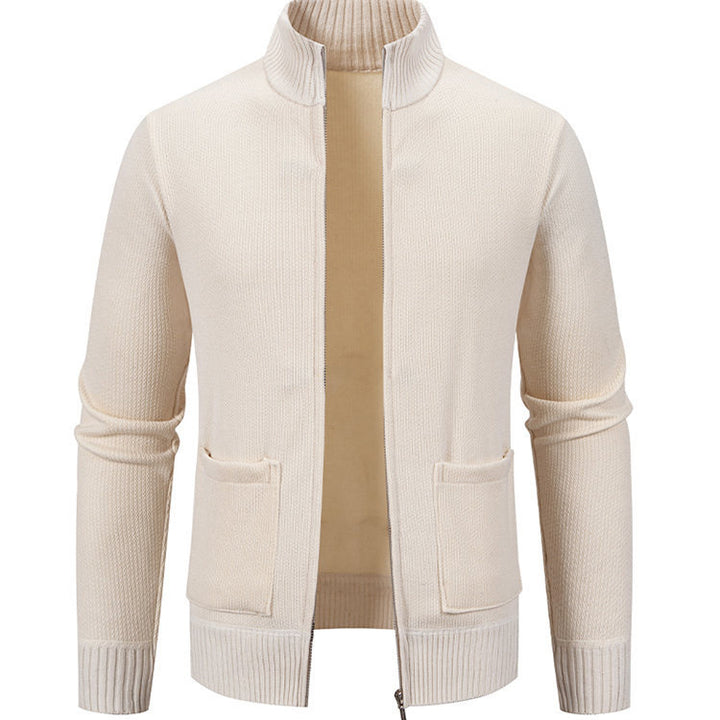 Herren Strickjacke mit durchgehendem Reißverschluss und seitlichen Taschen Echoarchiv