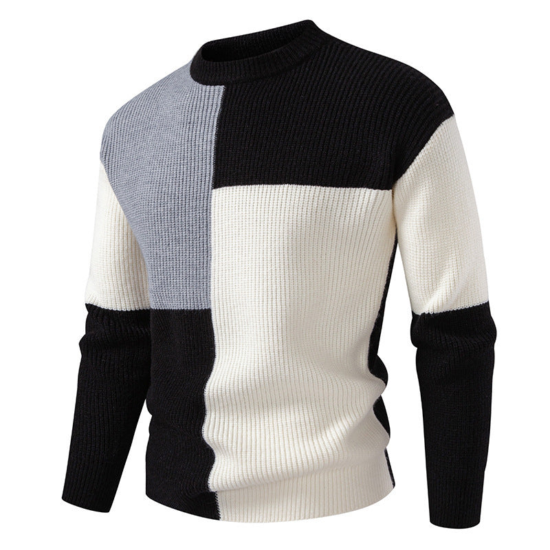 Herren farbenfroher Strukturpullover mit modernem Schnitt und Rundhalsausschnitt Echoarchiv