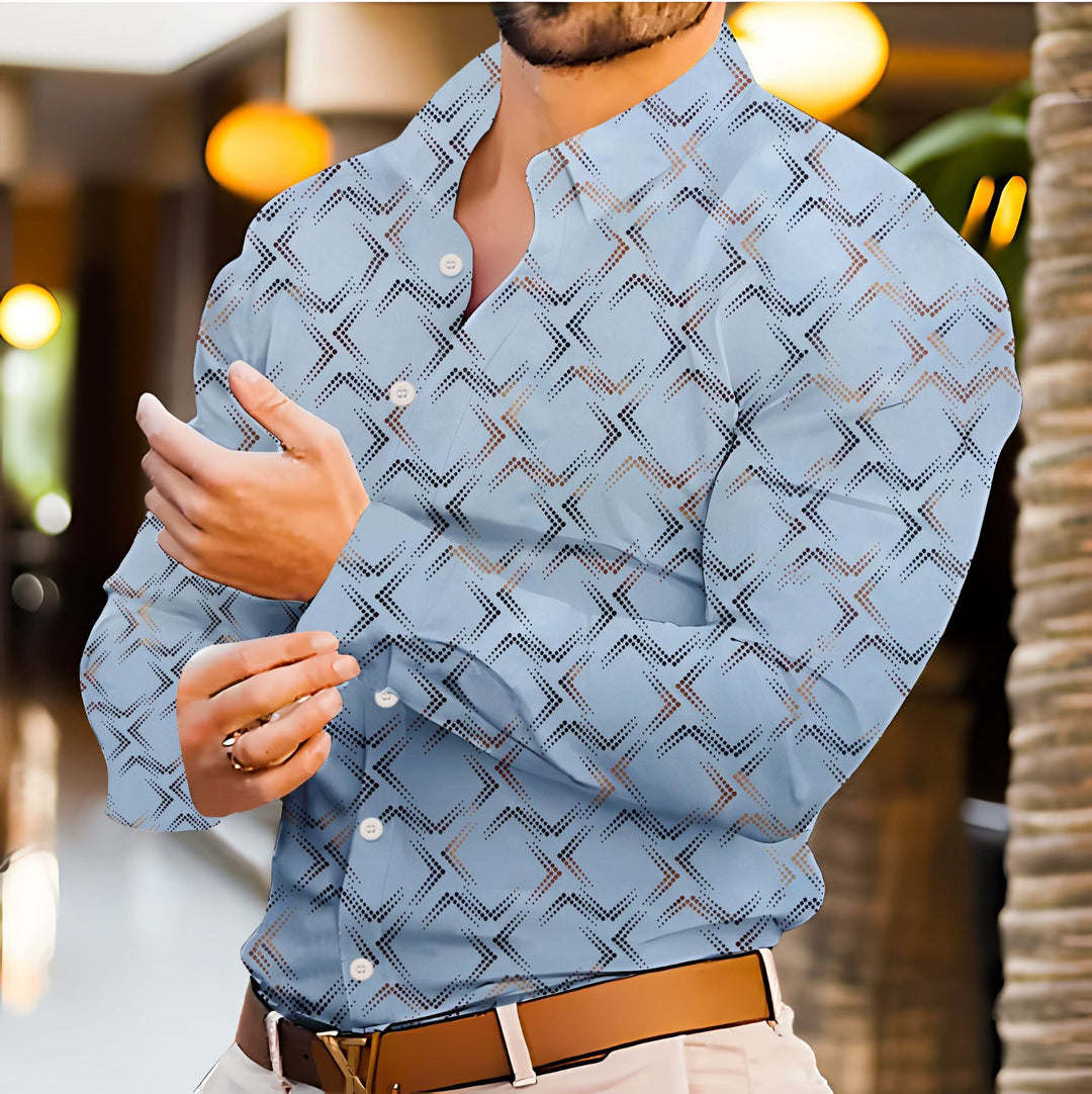 Herren Elegantes Langarmhemd mit modernem Muster Echoarchiv