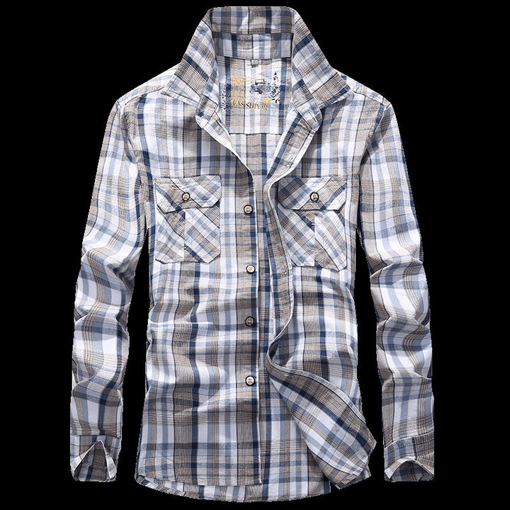 Herren Karierte Hemdjacke im Worker‑Style mit Brustpattentaschen Echoarchiv