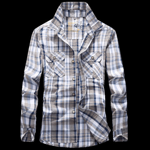 Herren Kariertes leichtes Baumwoll-Overshirt mit Brustpattentaschen – Taviero