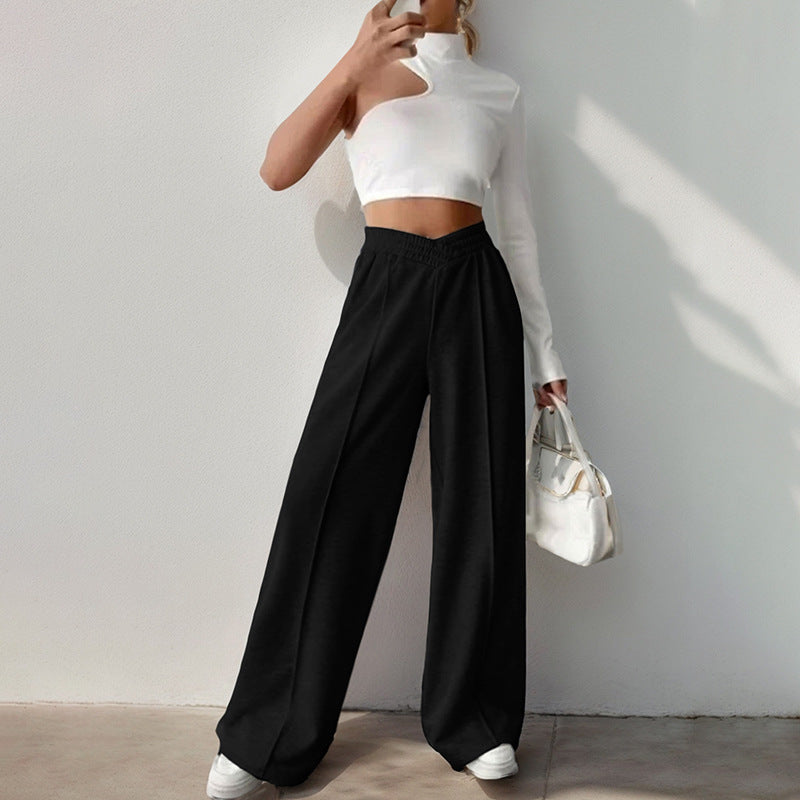 Damen Weite Sweatpants mit V-förmigem Taillenbund – Avérine