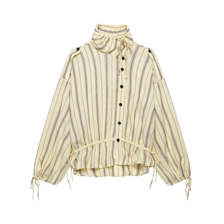 Damen Zweiteiliges gestreiftes Set aus Bluse mit Stehkragen und weiter Palazzohose Echo Archiv