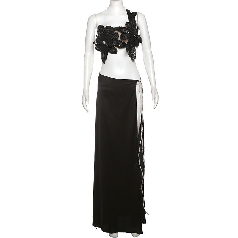 Damen Elegantes Abendkleid mit floralen Applikationen und schwingendem Tüllrock Echo Archiv