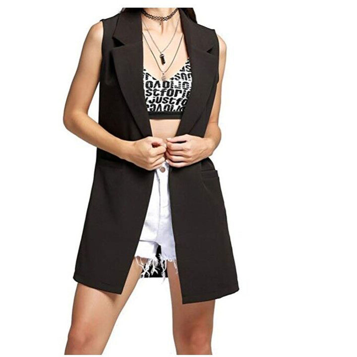 Damen Longweste im Tailoring-Look mit Schalkragen und Eingrifftaschen Echoarchiv