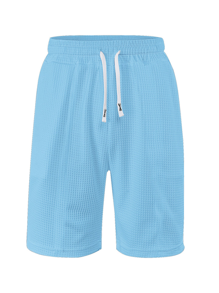 Herren nan atmungsaktive Waffel-Pyjama-Shorts mit elastischem Komfortbund, Tunnelzug und seitlichen Eingrifftaschen Echo Archiv