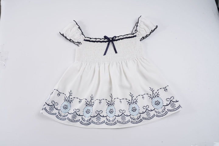 Damen Baumwollbluse mit floralem Stickdesign und schickem Rüschensaum Echo Archiv