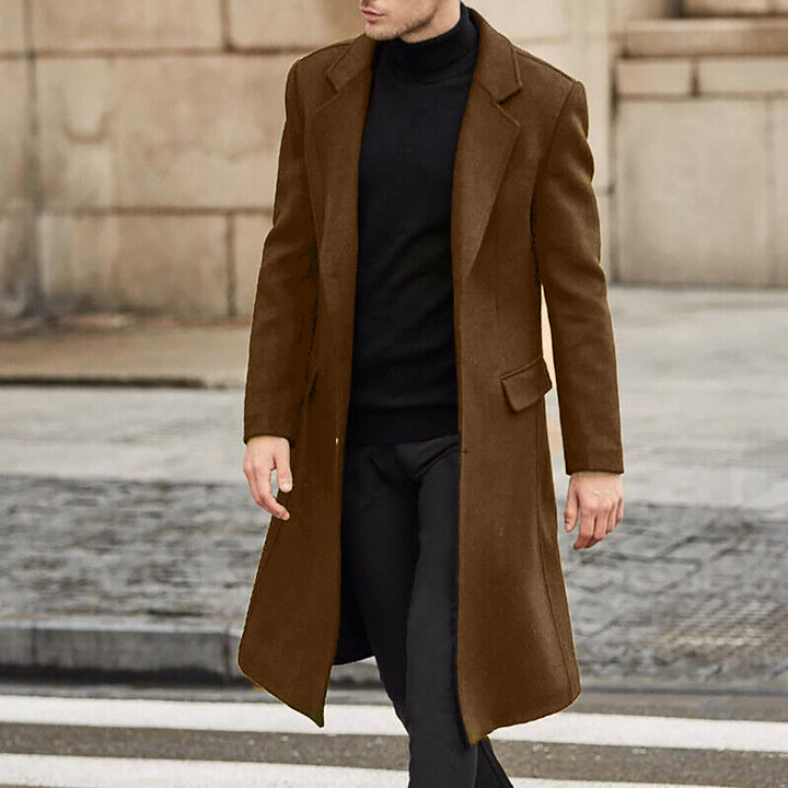 Herren eleganter langer Wintermantel mit klassischem Revers Echoarchiv