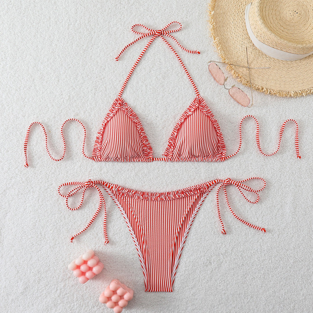 Damen Triangel-Bikini mit Raffungen und verstellbaren Bindebändern Echo Archiv