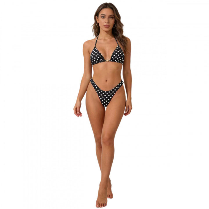 Damen Triangel-Bikini mit modernen Schnittdetails und großflächigen Polka Dots Echo Archiv