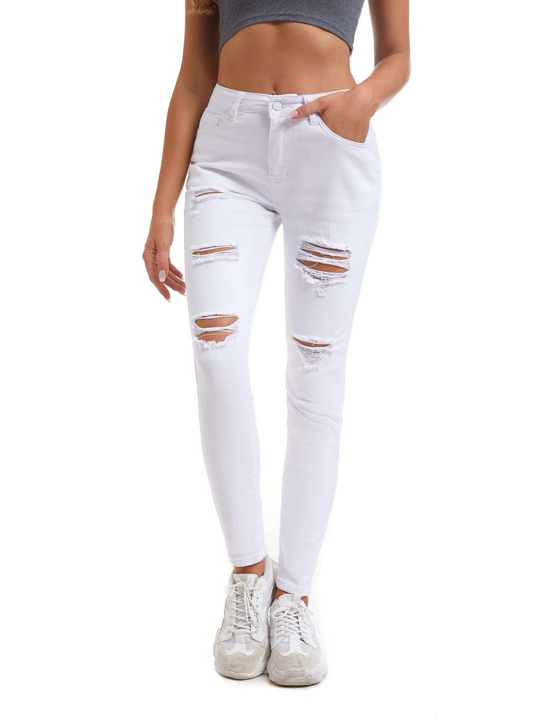 Damen Skinny Jeans mit modischen Rissen – Dénora