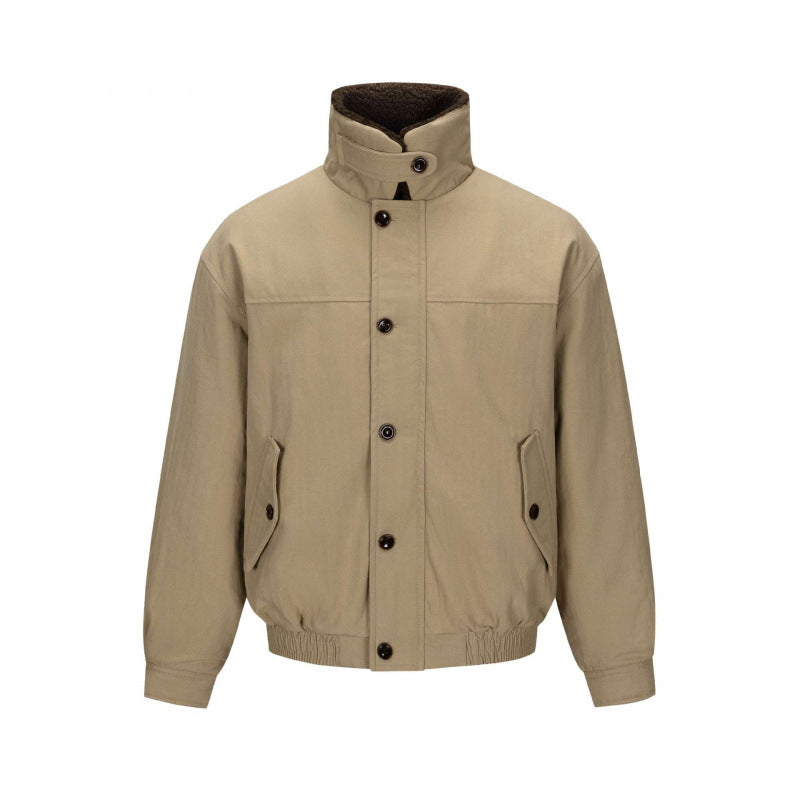 Herren Kurz geschnittene Blouson-Jacke im Field-Stil mit Teddykragen und Pattentaschen Echo Archiv