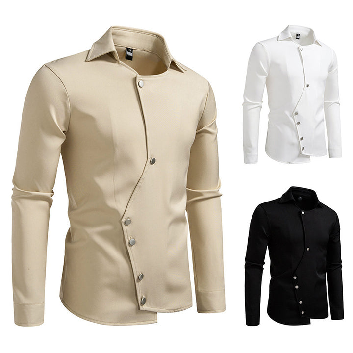 Herren Hemd mit asymmetrischem Knopfdesign und modernem Kragen Echoarchiv