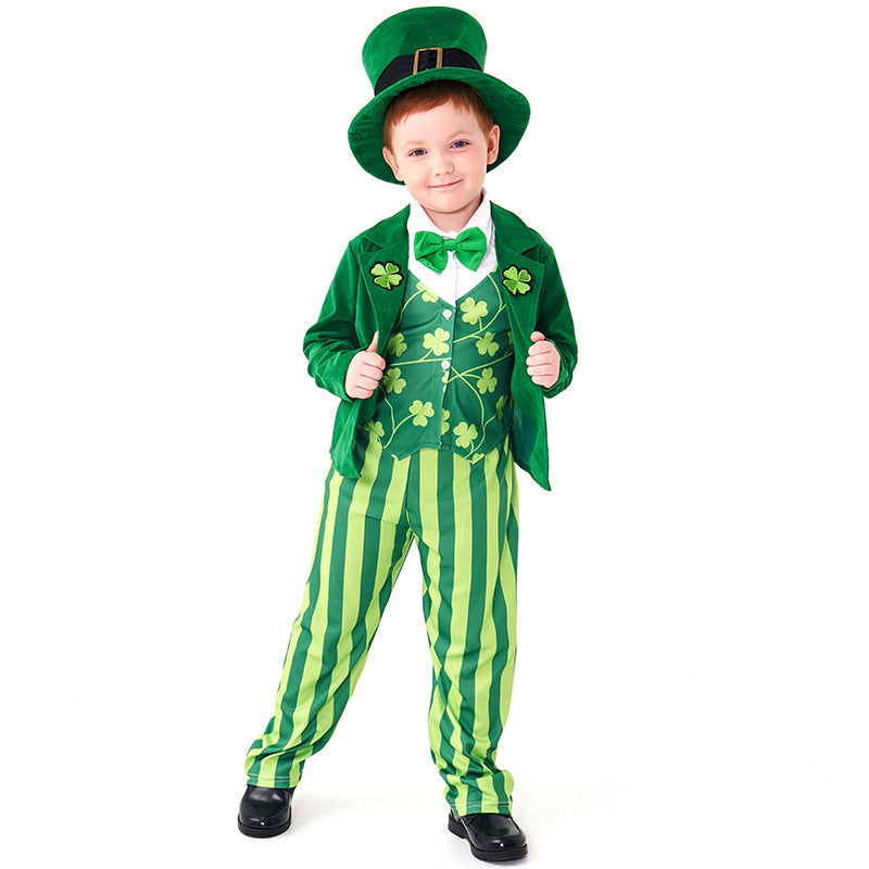 Herren-Kostüm als irischer Leprechaun mit Hut und detaillierten Akzenten Echo Archiv