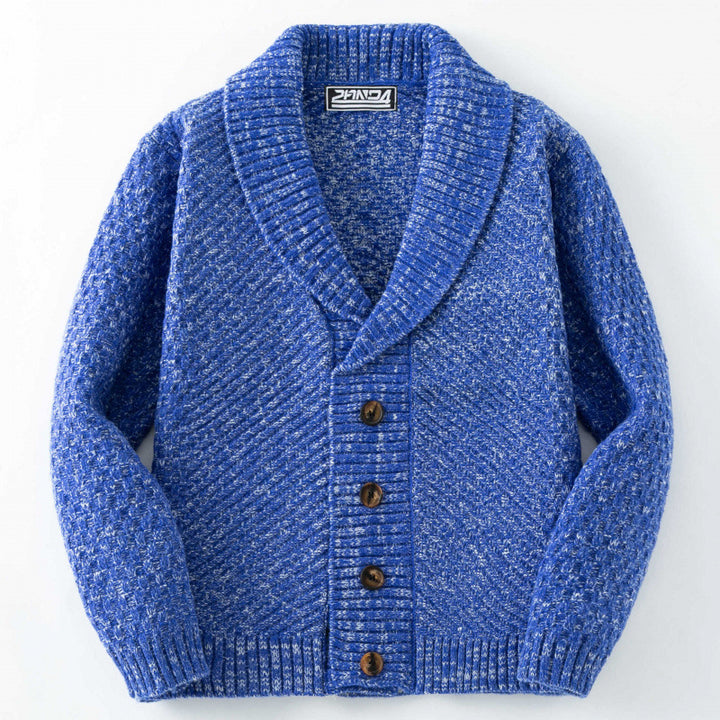 Herren Strickjacke mit modernem Zopfmuster und Knopfdetails Echoarchiv