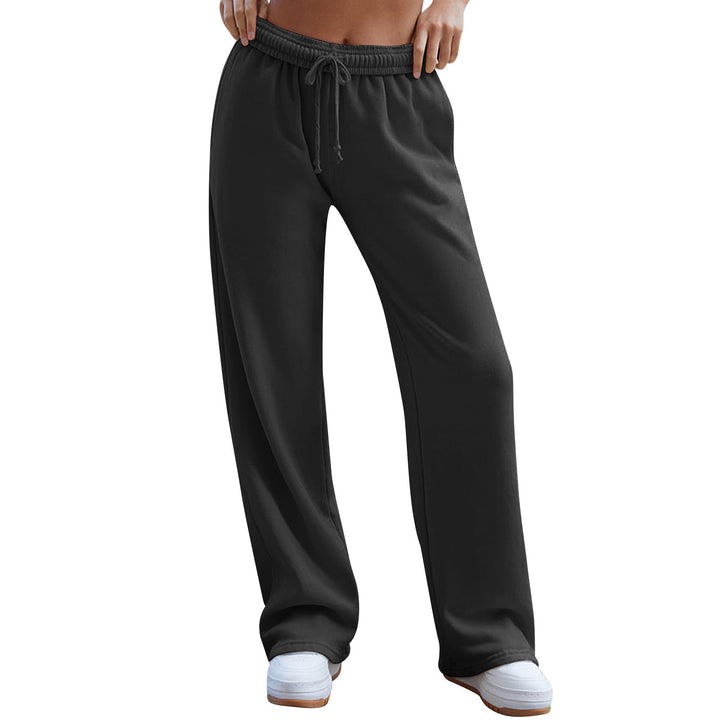 Damen weite Komfort-Loungehose mit hochgeschnittener Taille, elastischem Bund und Kordelzug – Avélisse