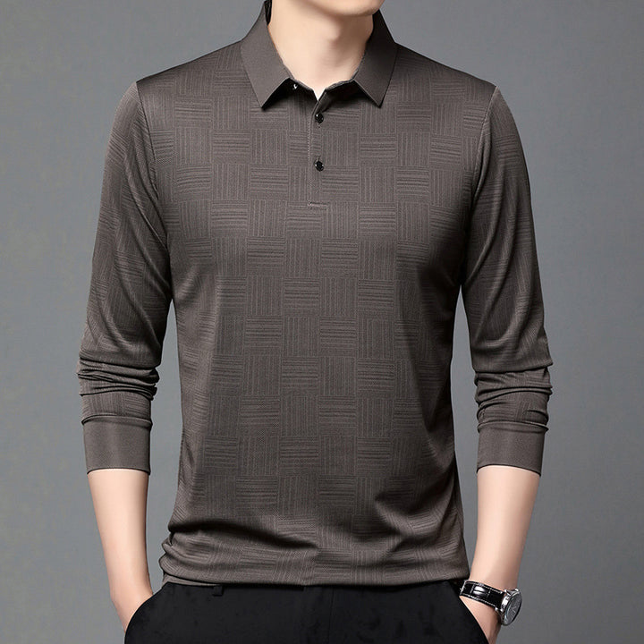 Herren Poloshirt mit modernem geometrischen Muster und atmungsaktiver Struktur Echoarchiv
