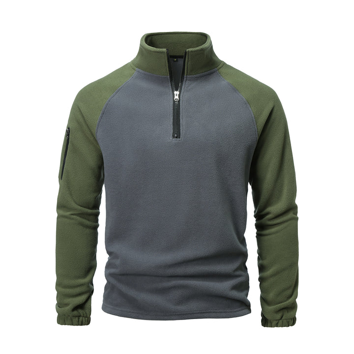 Herren Fleece-Pullover mit halbem Reißverschluss und praktischem Taschen-Design Echoarchiv