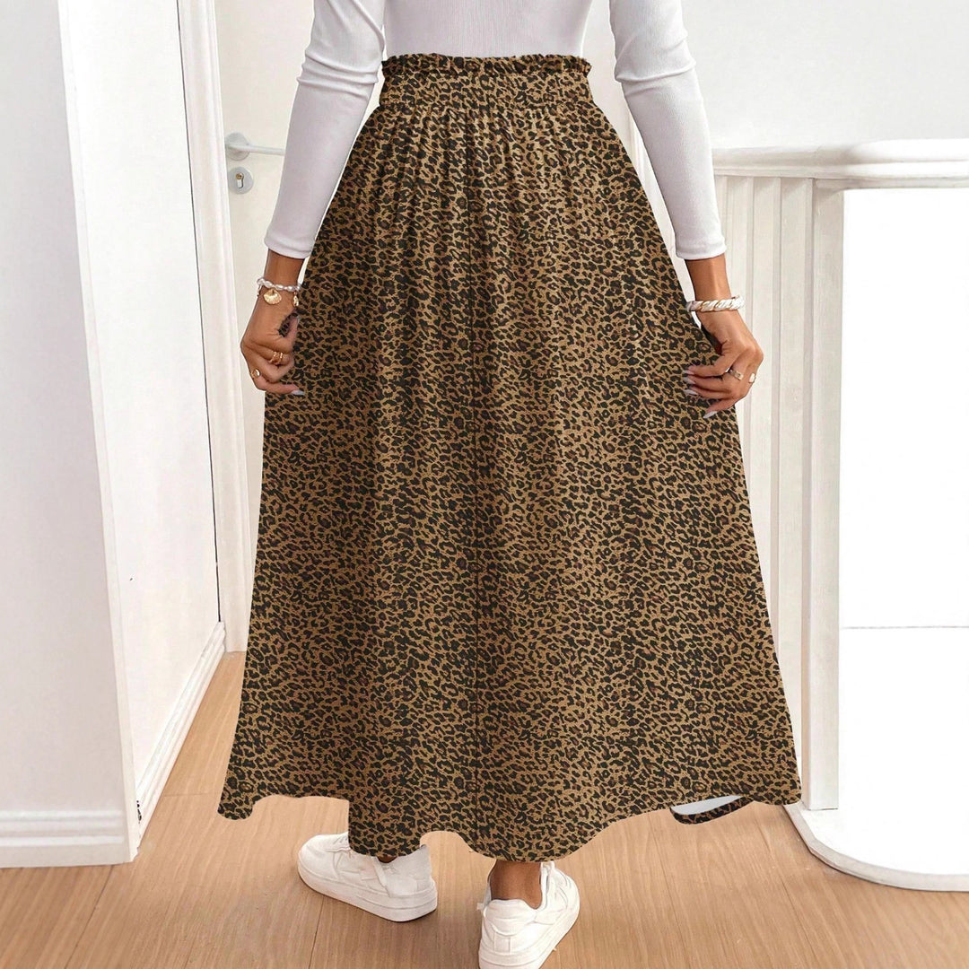 Damen Maxirock mit hohem Schlitz und Leopardendruck Echo Archiv
