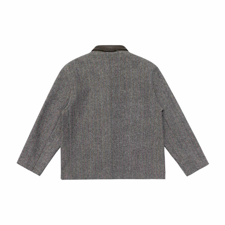 Herren Glencheck-Blousonjacke mit Lederkragen und großen Pattentaschen Echoarchiv