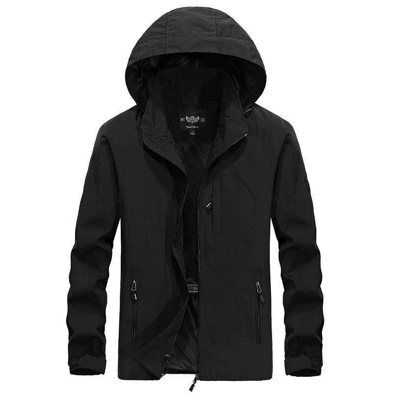 Herren leichter winddichter Shell‑Hoodie mit Mesh‑Futter, Kapuze und verstellbarem Saum Echoarchiv