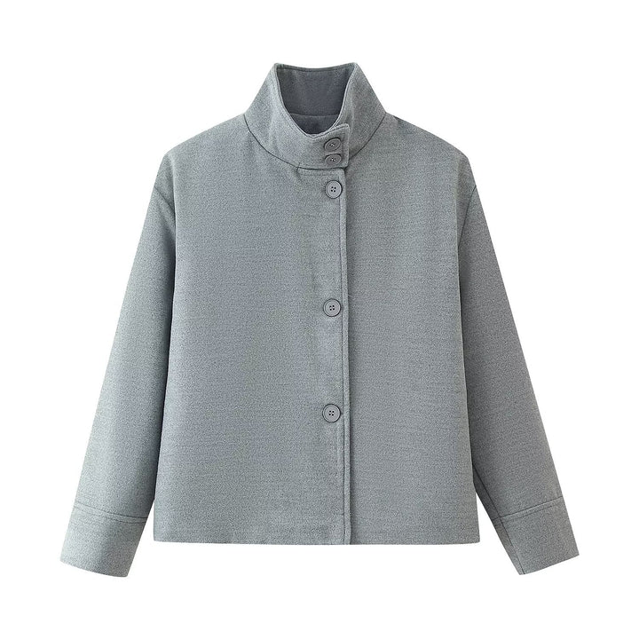 Damen 60+ Boxy‑Kurzjacke mit hohem Stehkragen und verdeckter Knopfleiste Echo Archiv