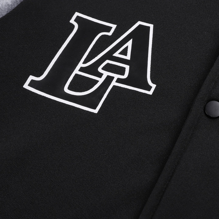 Herren Varsity-Kapuzenjacke im College‑Look mit Druck, Druckknopf‑Front und Kontrastärmeln Echoarchiv