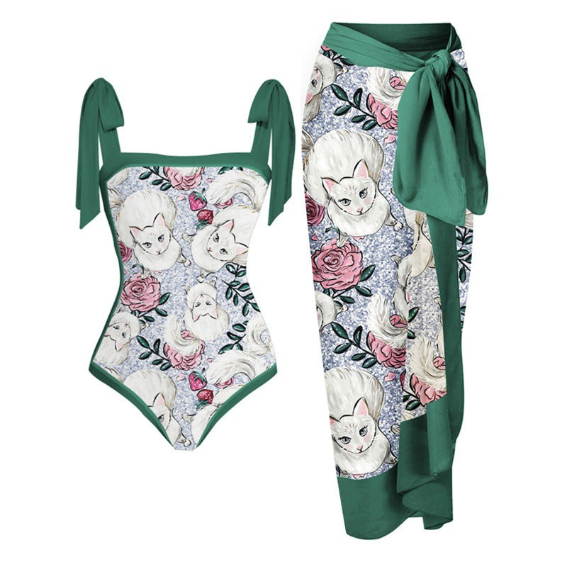 Damen Bikini-Set mit floralem Design und elegantem Überrock Echo Archiv