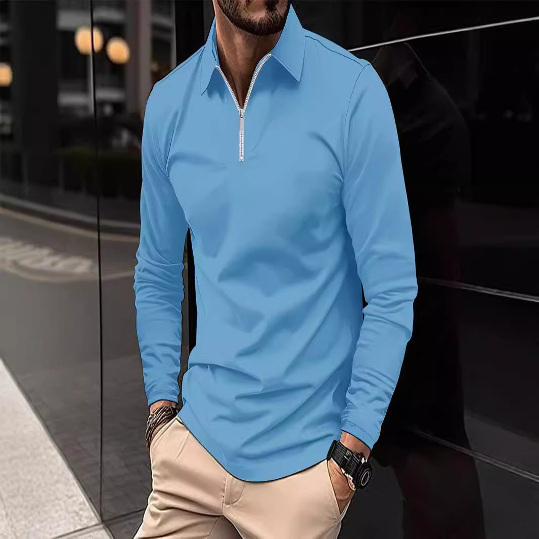 Herren Langarmshirt mit Reißverschluss und modernem Kragen Echoarchiv
