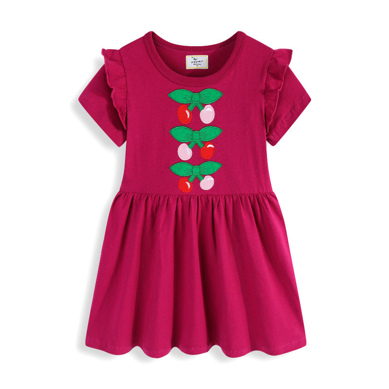 Mädchen Freizeitkleid mit niedlichem Kirsch-Motiv und Rüschen Echo Archiv