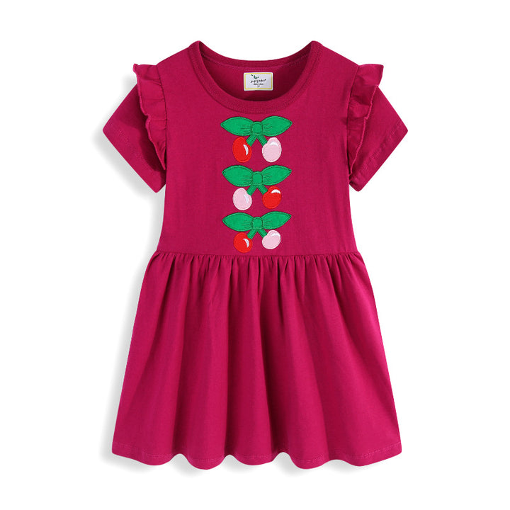 Mädchen Freizeitkleid mit niedlichem Kirsch-Motiv und Rüschen Echo Archiv