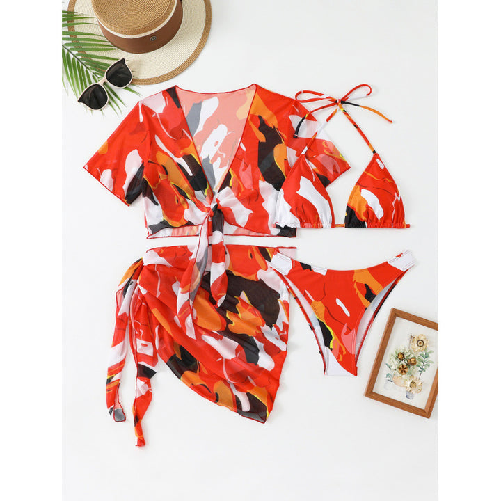 Damen Bikiniset mit leicht transparenter Wickelbluse und verstellbaren Trägern Echo Archiv