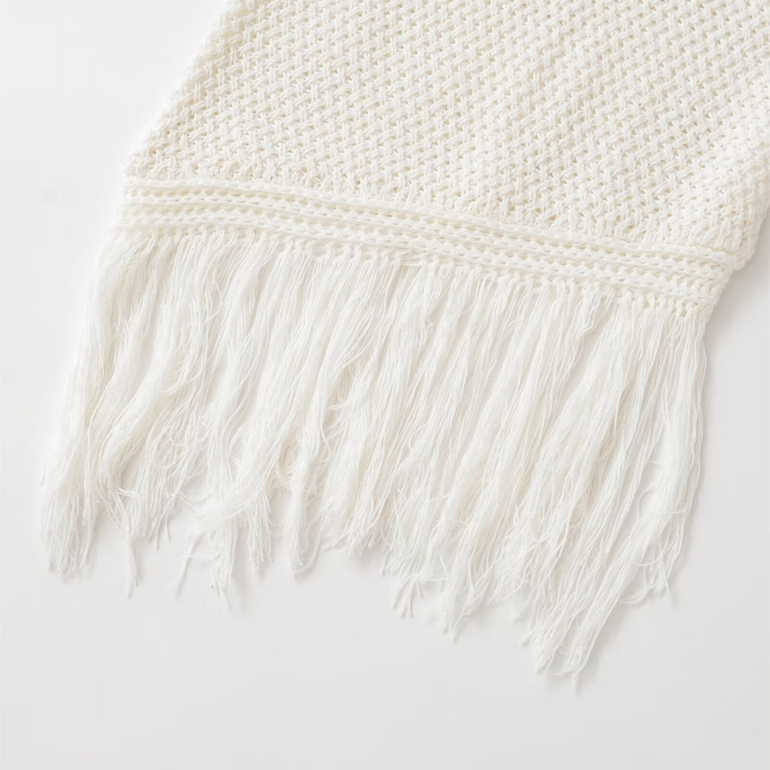 Damen Stricktop mit Fransen und asymmetrischem Schnitt Echo Archiv