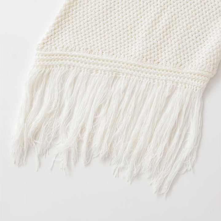 Damen Stricktop mit Fransen und asymmetrischem Schnitt Echo Archiv