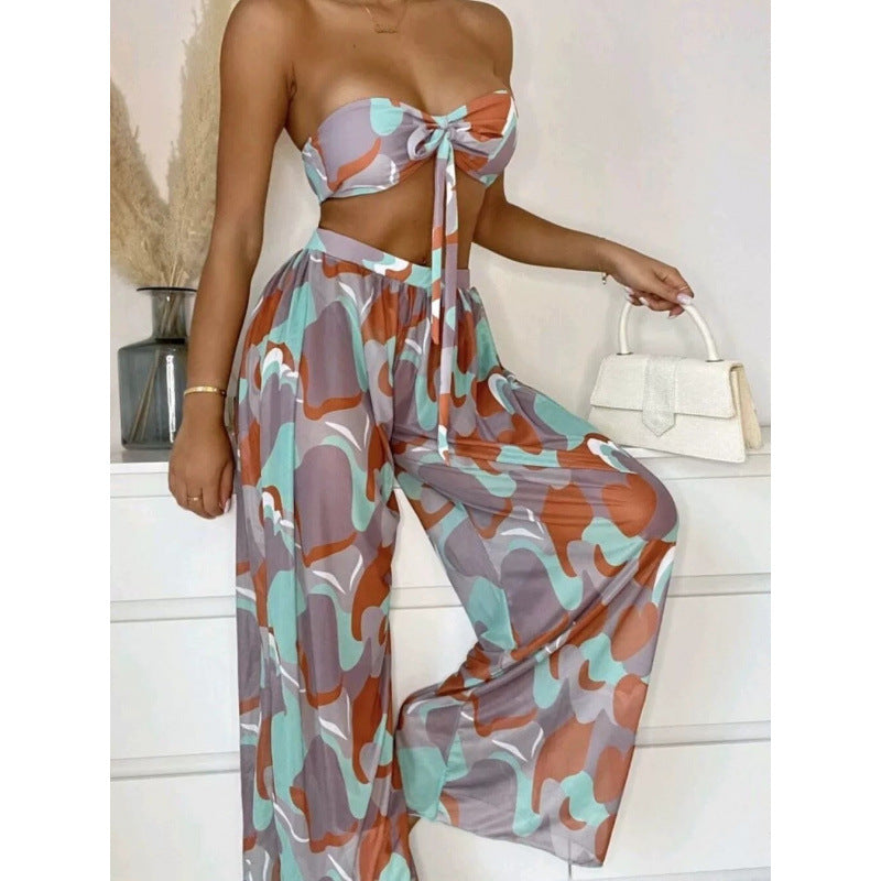 Damen Bikini-Set mit elegantem Wickelrock und modischem Muster Echo Archiv