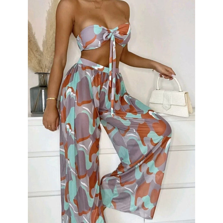 Damen Bikini-Set mit elegantem Wickelrock und modischem Muster Echo Archiv