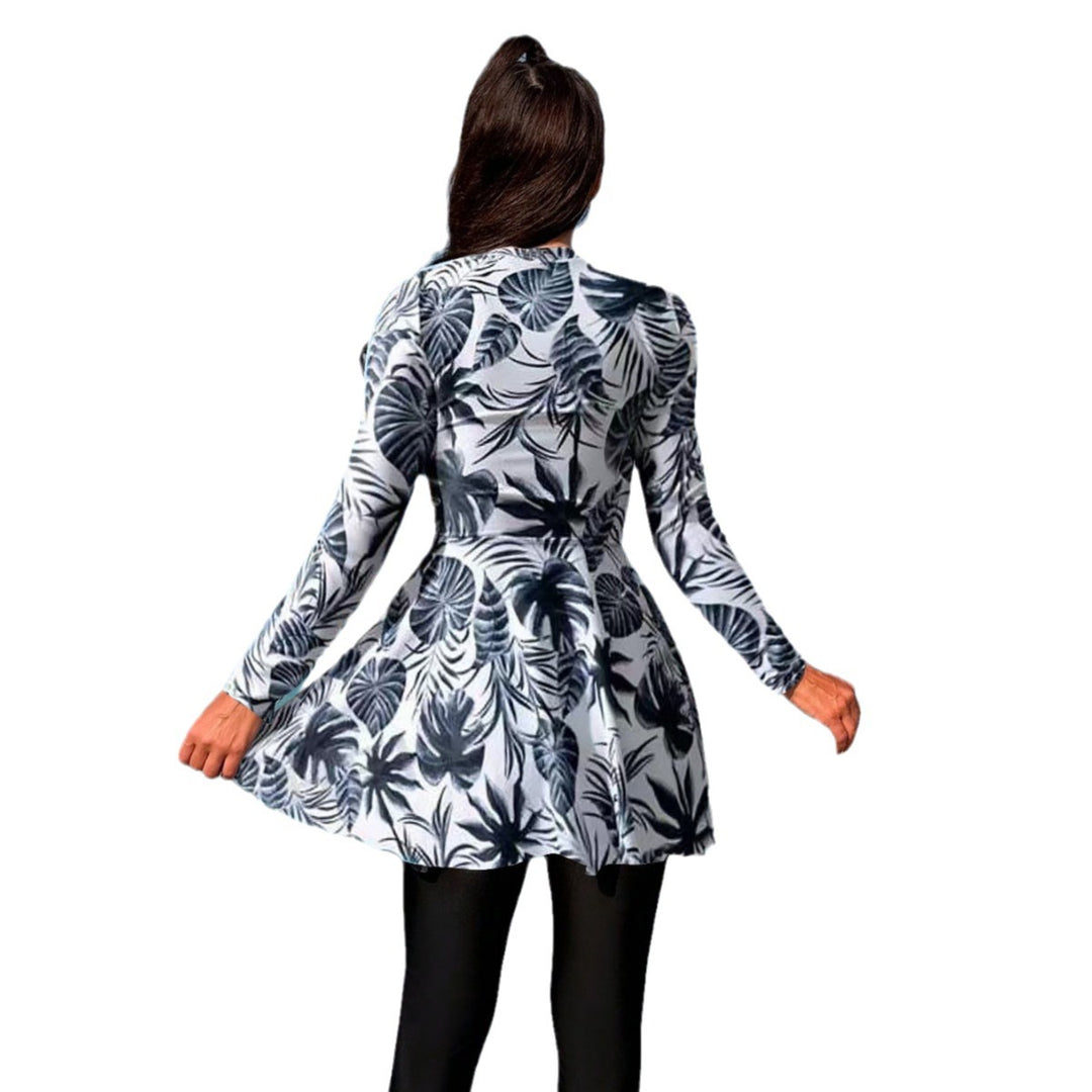 Damen modischer Longsleeve-Badeanzug mit Rock Echo Archiv