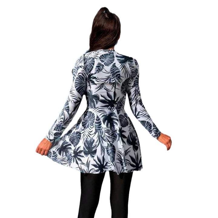 Damen modischer Longsleeve-Badeanzug mit Rock Echo Archiv