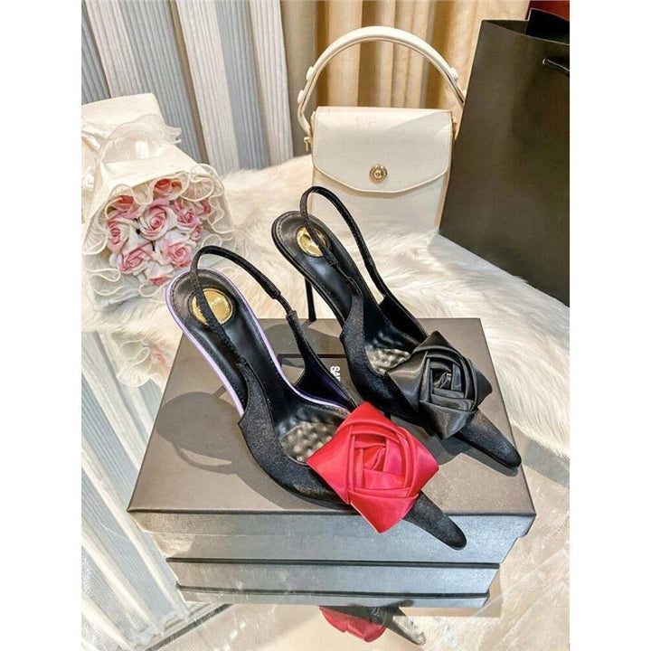 Damen spitze Slingback-Stilettos mit Satin-Rosenapplikation Echo Archiv