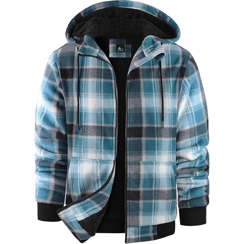 Herren Fleecejacke mit modernem Karomuster und kuscheligem Innenfutter Echoarchiv