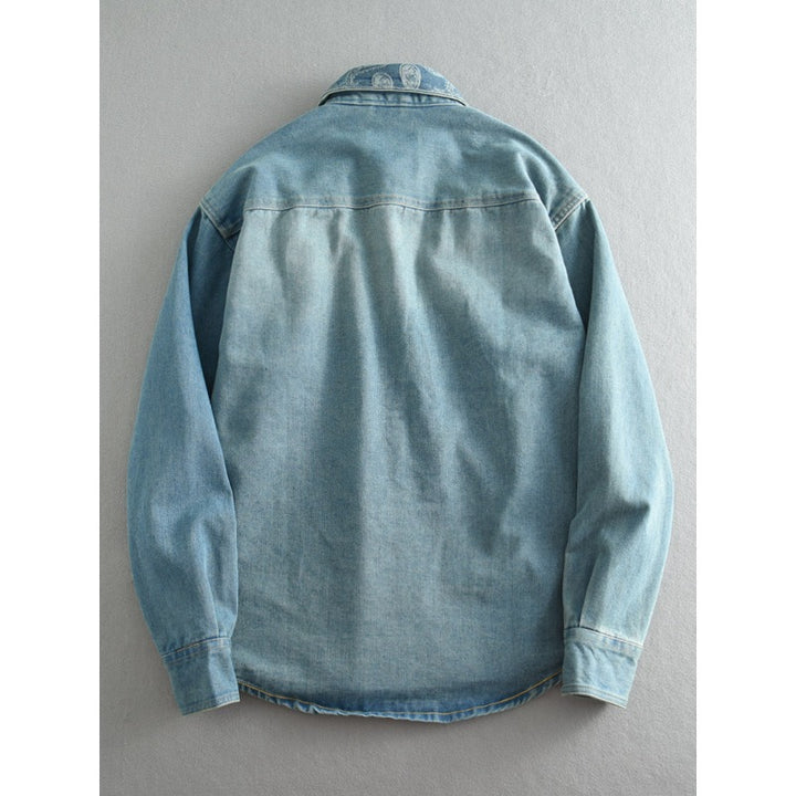 Unisex Overshirt aus gewaschenem Denim mit Relaxed‑Schnitt und Pattentaschen Echoarchiv