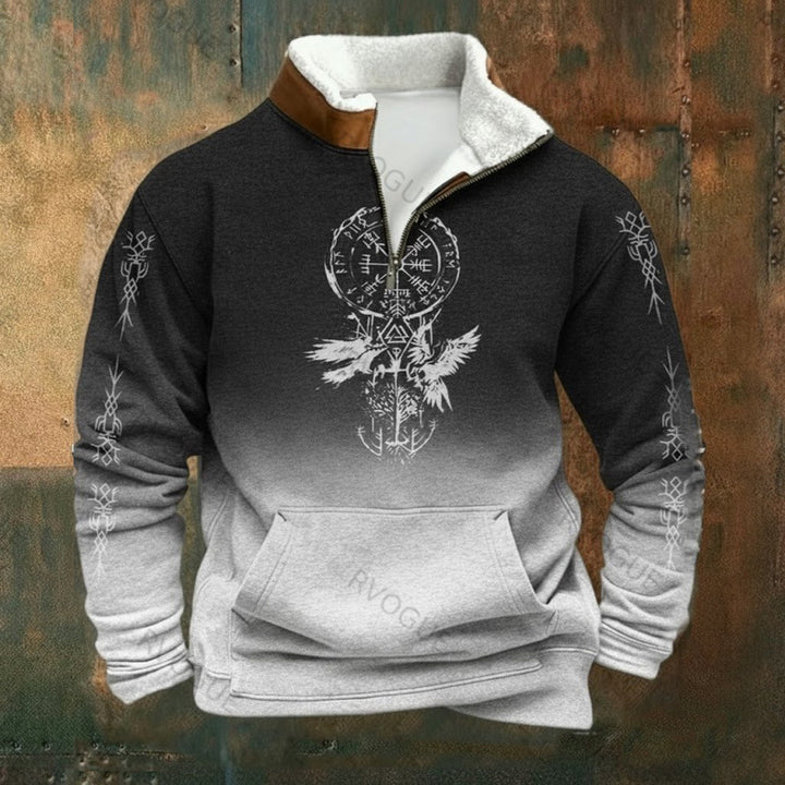 Herren Urbaner Fleece Pullover mit Baum-Motiv Echoarchiv