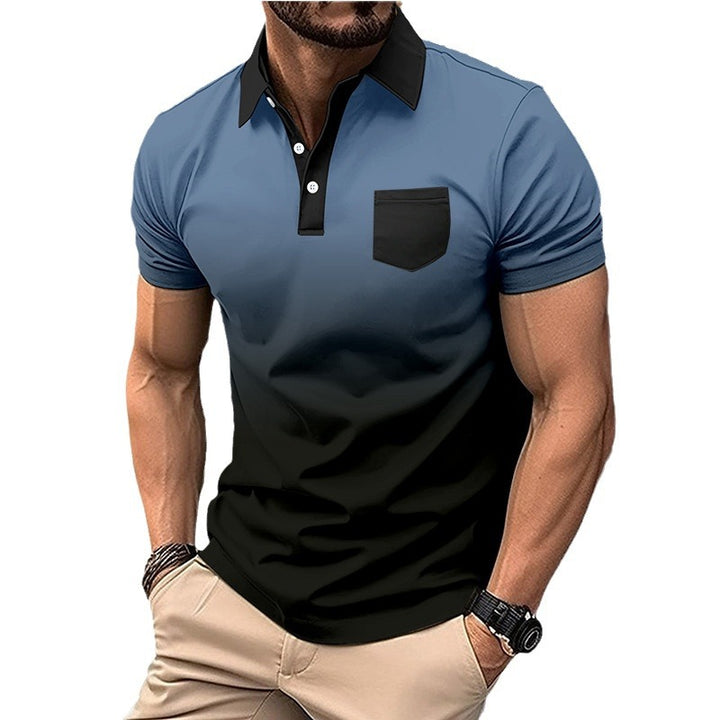 Herren Poloshirt mit kreativem Farbverlauf und praktischer Brusttasche Echoarchiv