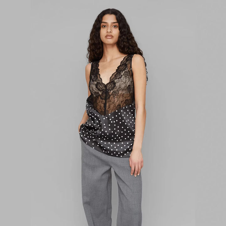 Damen Spitzen-Cami mit Polka-Dots und eleganten Details Echo Archiv